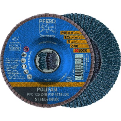 Produktbild von PFERD - POLIFAN Fächerscheibe PFC 125 mm X-LOCK konisch Z40 Uni.-Linie PSF STEE