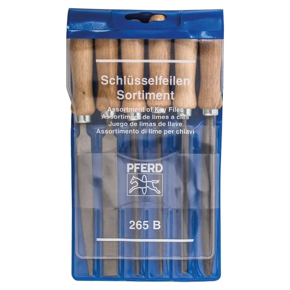 PFERD Schlüsselfeilen-Set mit Holzheft 6-tlg. 100mm Hieb 2 für filigrane Feilarbeiten Produktbild img2 L