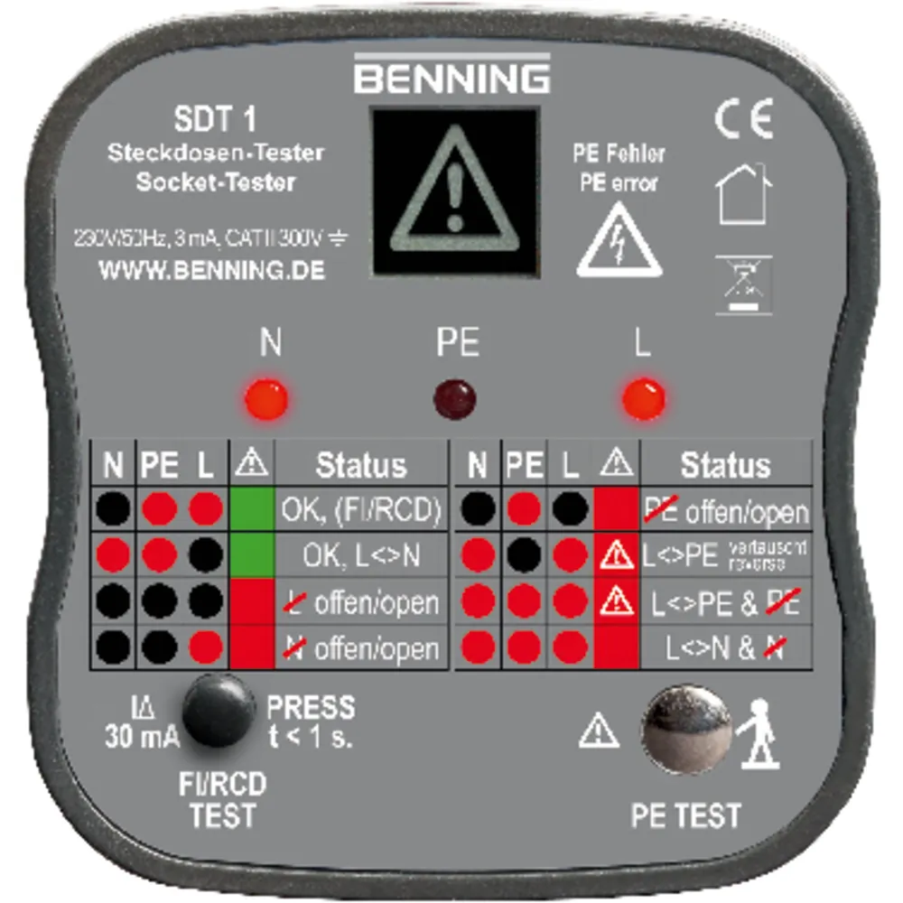 BENNING Steckdosentester SDT 1 Produktbild img2 L