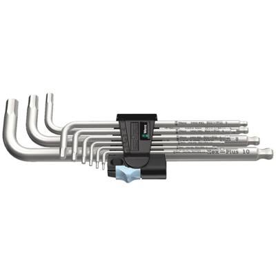 Produktbild von Wera® - Winkelschlüssel-Satz 3950/9 PKL, Edelstahl, Hex-plus®/Kugelkopf, 9-teil