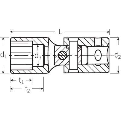 Produktbild von STAHLWILLE® - 1/4" (6,3mm) Gelenk-Steckschlüsseleinsatz SW.10mm L.38mm