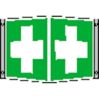 Produktbild von SafetyMarking® - Rettungszeichen E003 "Erste Hilfe" Winkelschild Alu 200x200mm