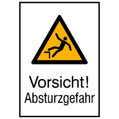 Produktbild von SafetyMarking® - Warnzeichen W008 "Absturzgefahr" Alu, 262x371mm