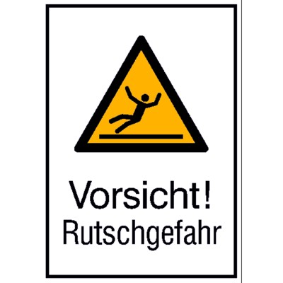 Produktbild von SafetyMarking® - Warnzeichen W011 "Warnung vor Rutschgefahr" Alu, 262x371mm