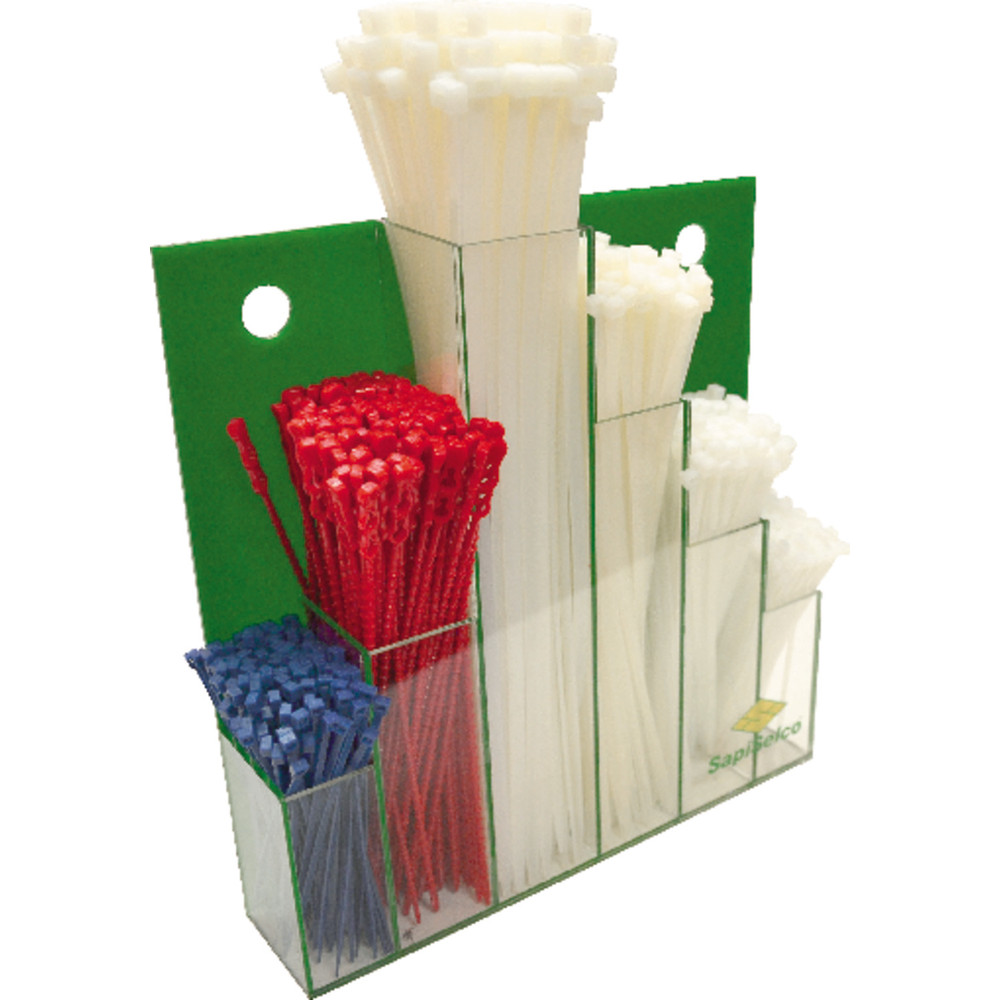 SapiSelco® Kabelbinder-Set Nylon 600-teilig Wanddispay Produktbild img1 L