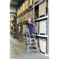 MUNK Günzburger Steigtechnik Podestleiter, fahrbar, Aluminium/ Holz Produktbild
