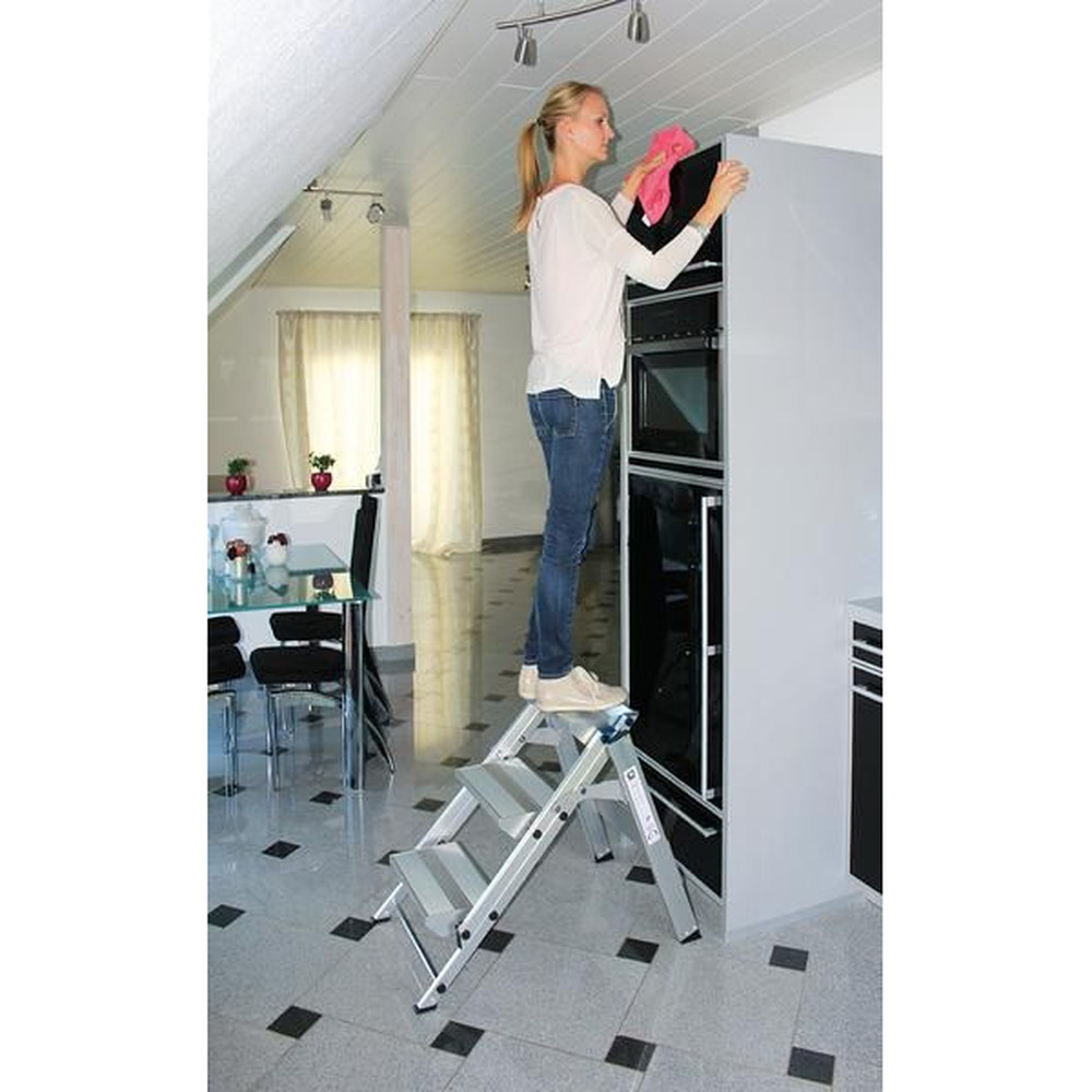 MUNK Günzburger Steigtechnik Klapptreppe ALU einseitig begehbar, Stufen 3,Standhöhe 640mm, B Stu. 360mm Produktbild img2 L
