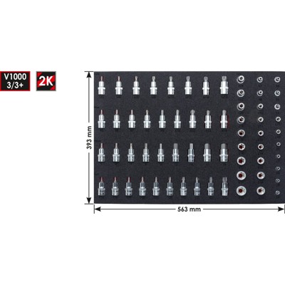 Produktbild von VIGOR® - Einlage 1/1 mit E-, XZN, Innen-6kant und Ribe Steckschlüsseln V2837, 6