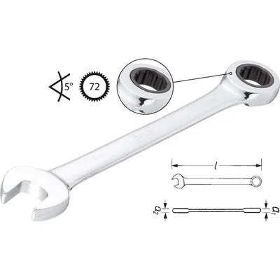 Produktbild von VIGOR® - Ratschen-Ring-Maulschlüssel, lange Ausführung V4965, 30, Gesamtlänge 3