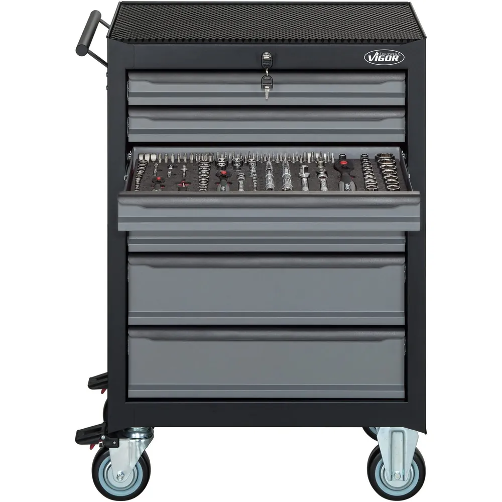 VIGOR Werkstattwagen mit Satz „Black Edition II“ V2712N Gesamtlänge 677mm, 228-teilig Produktbild img16 L