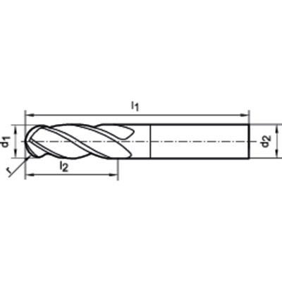 Produktbild von GÜHRING® - Radiusfräser lang WN VHM FIRE Schaft HA Z4 12mm