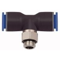 Produktbild von RIEGLER® - Steck-T-Einschraubverschraubung drehbar KS/MS Blaue Serie M5 Schlauc