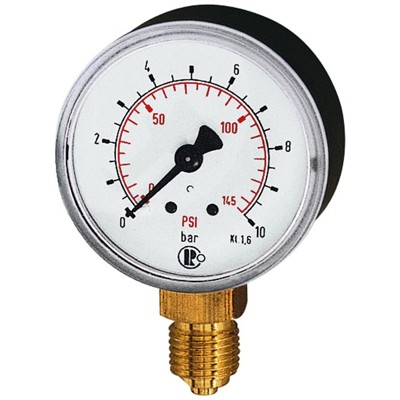 Produktbild von RIEGLER® - Standardmanometer, Kunststoffgehäuse, G 1/4" unten, 0-2,5 bar/36 psi