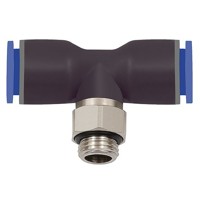 Produktbild von RIEGLER® - Steck-T-Einschraubverschraubung drehbar KS/MS Blaue Serie G1/8 Schla