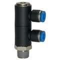 Produktbild von RIEGLER® - L-Mehrfachverteiler »Blaue Serie«, 2-fach, drehbar, R 1/4" A Ø6mm