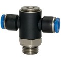 Produktbild von RIEGLER® - T-Steckverschraubung »Blaue Serie«, drehbar, G 3/8" außen, Ø 10mm