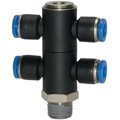 Produktbild von RIEGLER® - T-Mehrfachverteiler »Blaue Serie«, 4-fach drehbar, R 1/2" A Ø12mm