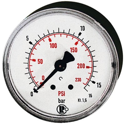 Produktbild von RIEGLER® - Standardmanometer, Kunststoff, G 1/4" hinten, 0-6,0 bar/87 psi, Ø 50