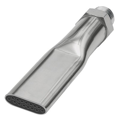 Produktbild von RIEGLER® - Lärmarme Flachdüse, G 1/4" A, Messing vernickelt, Düsenbreite 21,0mm