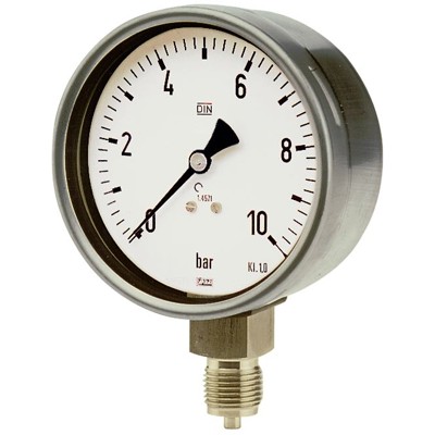 Produktbild von RIEGLER® - Manometer, Edelstahl, G 1/4" radial unten, 0-4,0 bar, Ø 63