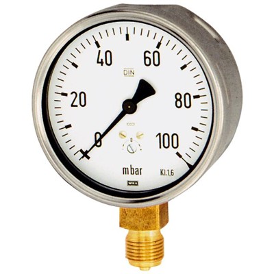 Produktbild von RIEGLER® - Kapselfedermanometer, G 1/4" radial unten, 0-100 mbar, Ø 63