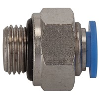 Produktbild von RIEGLER® - Gerade Steck-Einschraubverschr KS/MS Blaue Serie mini M6 Schlauch 3m