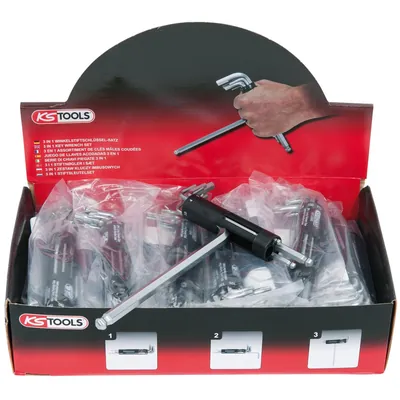 Produktbild von KSTOOLS® - 3 in 1 Innensechskant-Winkelstiftschlüssel-Display, 18-teilig XL, Ku