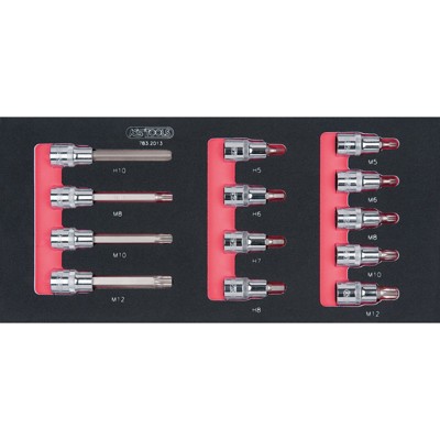 Produktbild von KSTOOLS® - SCS CHROMEplus 1/2" Bit-Stecknuss-Satz, 13-teilig in 1/3 Systemeinla