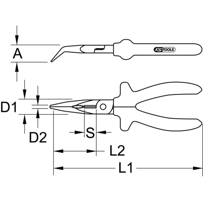 Produktbild von KSTOOLS® - ERGOTORQUE Flachrundzange, gebogen, 165mm