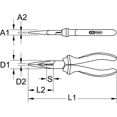 Produktbild von KSTOOLS® - ERGOTORQUE VDE Flachrundzange, 165mm