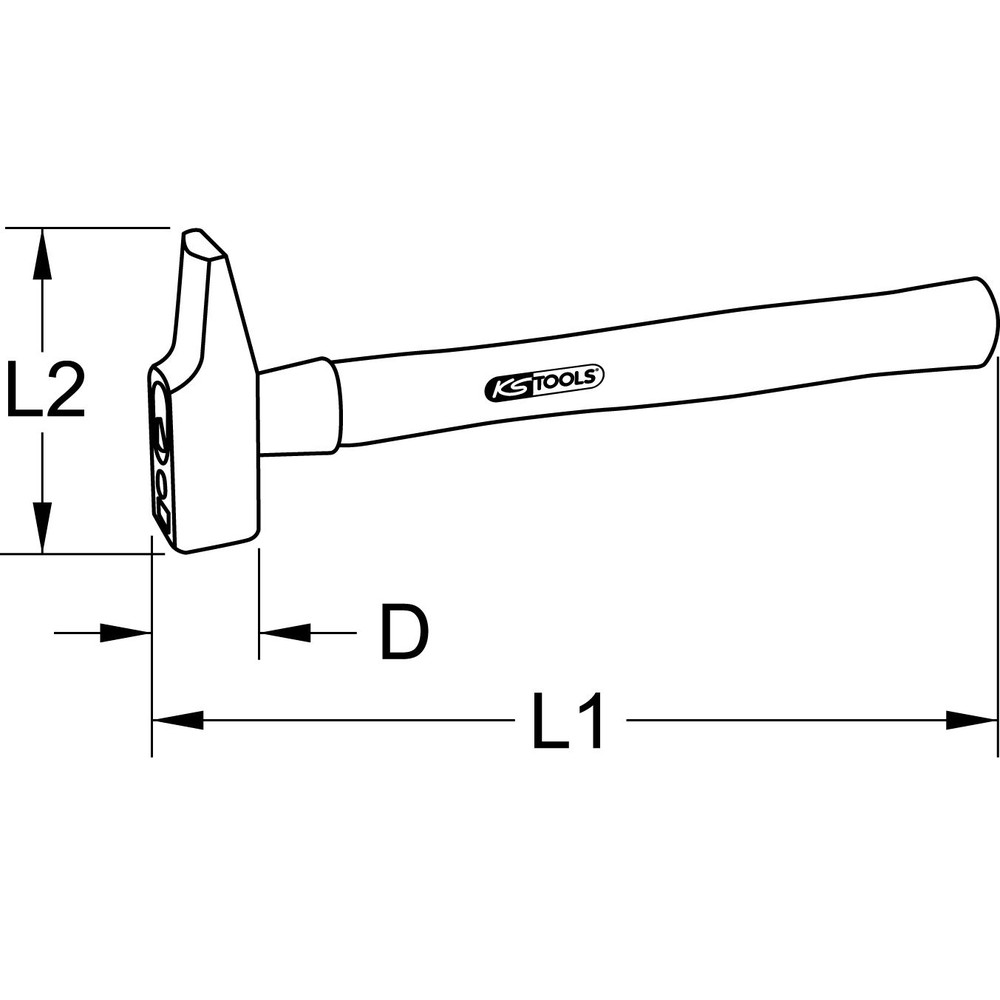 KSTOOLS Schlosserhammer, Hickory-Stiel, französische Form, 2500g Produktbild img2 L
