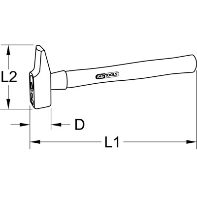 Produktbild von KSTOOLS® - Schlosserhammer, Hickory-Stiel, französische Form, 800g