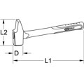 Produktbild von KSTOOLS® - Schlosserhammer, Fiberglasstiel, französische Form, 250g