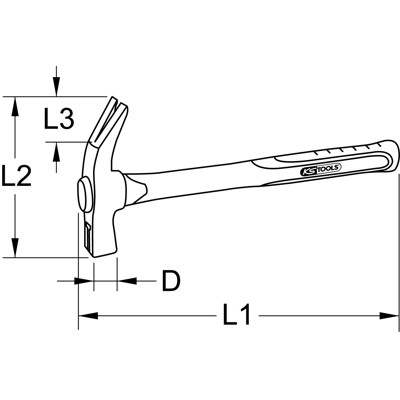 Produktbild von KSTOOLS® - Klauenhammer mit Fiberglasstiel, 700g
