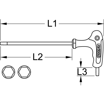 Produktbild von KSTOOLS® - T-Griff-Innensechskant-Schlüssel, 6mm