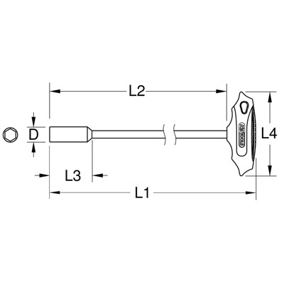 Produktbild von KSTOOLS® - T-Griff-Nuss-Schraubendreher, lang, 6mm