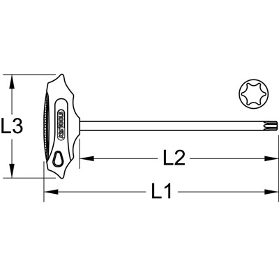 Produktbild von KSTOOLS® - T-Griff-Torx-Stiftschlüssel lang, T10