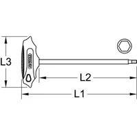 Produktbild von KSTOOLS® - BRONZEplus Innensechskant-Winkelstiftschlüssel mit T-Griff 3mm