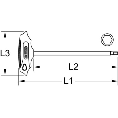 Produktbild von KSTOOLS® - BRONZEplus Innensechskant-Winkelstiftschlüssel mit T-Griff 6mm