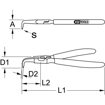 Produktbild von KSTOOLS® - Aussen-Sicherungszange, abgewinkelt, 19-60mm