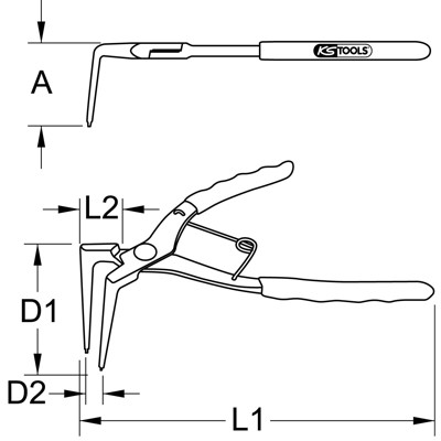 Produktbild von KSTOOLS® - Langarm-Sicherungszange für Innensicherungsringe