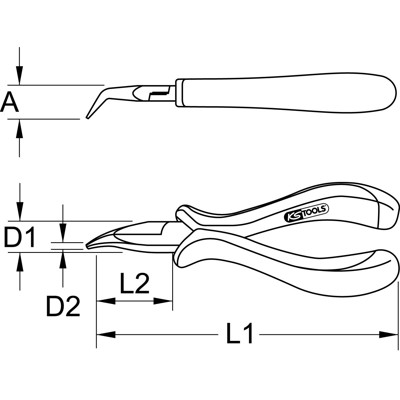 Produktbild von KSTOOLS® - Feinmechanik-Flachrundzange-gebogen, 130mm