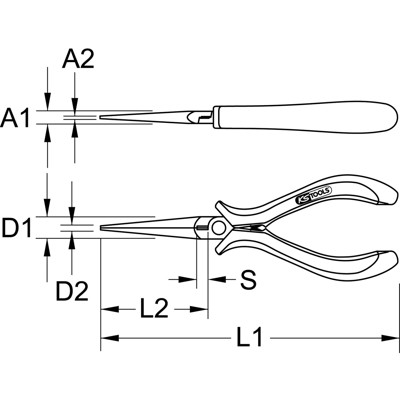 Produktbild von KSTOOLS® - ESD Rundzange, gerade, ohne Hieb, 130mm