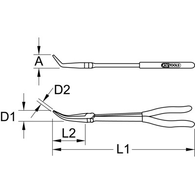 Produktbild von KSTOOLS® - Flachrundzange 45° gebogen, XL, 270mm