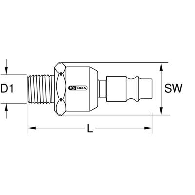 Produktbild von KSTOOLS® - 1/4'' Metall-Kugelgelenk-Stecknippel, 56mm