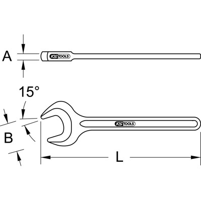 Produktbild von KSTOOLS® - Einmaul-Kraftschlüssel, 125mm