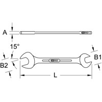 Produktbild von KSTOOLS® - EDELSTAHL Doppel-Maulschlüssel, 16x18mm, abgewinkelt