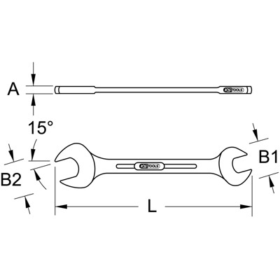 Produktbild von KSTOOLS® - EDELSTAHL Doppel-Maulschlüssel, 27x30mm, abgewinkelt