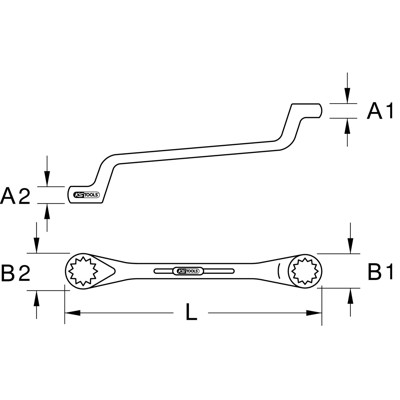 Produktbild von KSTOOLS® - Doppel-Ringschlüssel, gekröpft, 19x22mm