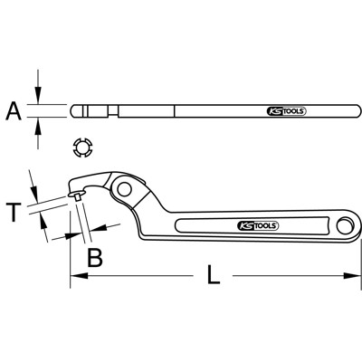 Produktbild von KSTOOLS® - Gelenk-Hakenschlüssel mit Zapfen, 19-50mm